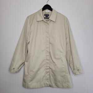 Lands End Jacket‎ Womens Large 14-416 Beige Trench Coat